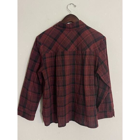 Habitat S Shirt Maroon & Black Plaid Button Down Casual Top Blouse Relaxed Fit - Picture 5 of 7